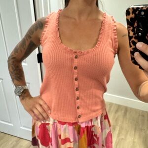 Wild Fable Peach Button-Front Tank Top